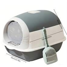 1 hộp vệ sinh cho mèo kín độc đáo, kích thước 53x35x36cm, hình dáng giống mặt mèo, rộng rãi và thoải mái, có nhiều màu sắc để lựa chọn, là nơi vệ sinh lý tưởng cho mèo. Hộp vệ sinh kín này có chức năng khử mùi và khử trùng, ngăn ngừa cát vương vãi, thích hợp sử dụng trong nhà. - Một cỡ - Xem 10