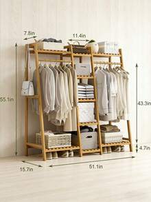 Wooden Clothes Rack | Multi-Shelf Wardrobe Organizer For Bedroom, 2026 - Refresh Your Home - Brown - View 5