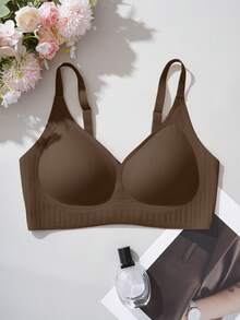 Bra Jelly Lembut Tanpa Jahitan dan Tanpa Kawat Warna Cokelat, Nyaman & Modis untuk Wanita, Cocok untuk Semua Musim dan Pemakaian Sehari-hari - Coklat - View 4
