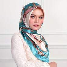 1 Fashionable Silk Scarf, Soft And Smooth, Lightweight Printed Square Scarf, Hand Washable, Dry Cleanable, Suitable For All Seasons, Portrait Pattern, Multiple Colors Available, 35.43inch , Suitable For People Aged 15 And Above - 彩色 - 查看 4