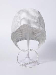 TUTUYA Infant Princess Hat, Soft & Comfortable All Season Material Baby Cap, Blue Striped Brimmed Sun Protection Hat - 1PC - View 3