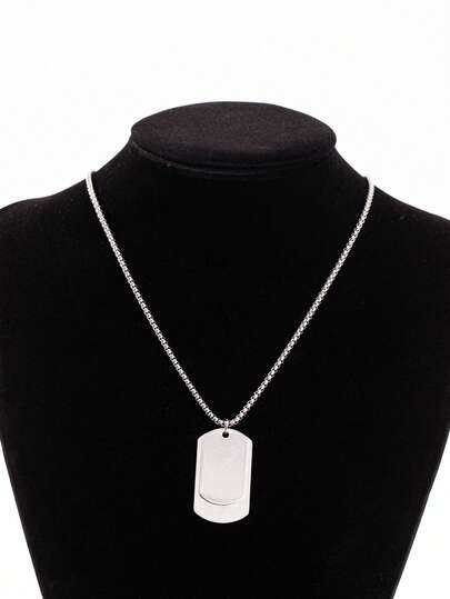 1pc Men's Military Tag Pendant Necklace, Stainless Steel Non-Fading Pendant, Multifunctional Streetwear Accessory Suitable For Daily Wear