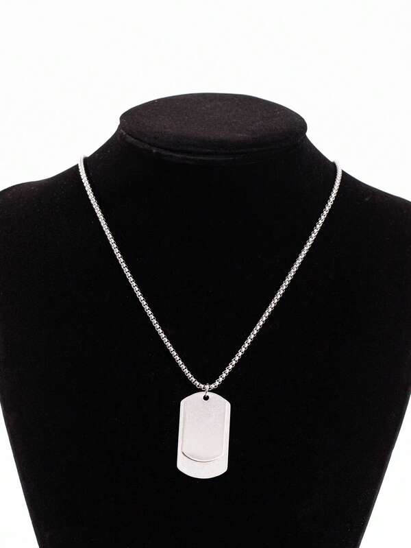 1pc Men's Military Tag Pendant Necklace, Stainless Steel Non-Fading Pendant, Multifunctional Streetwear Accessory Suitable For Daily Wear