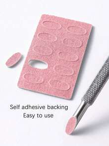 50片粉色指甲打磨垫和钢制推杆套装 | 180目自粘抛光锉，用于指甲打磨和抛光 | 适用于贴片式美甲和俄式美甲 | 返校必备美甲用品 - 彩色 - 查看 4