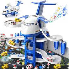 TEMI 儿童飞机汽车玩具仿真惯性飞机音乐故事带灯光客机合金模型儿童DIY益智玩具 11.8英寸*10.2英寸*7英寸 - 藍色 - 查看 3