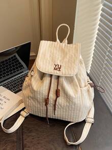 Japanese Style Fresh Small Plaid Fabric Backpack, Spring/Summer Popular Mini Backpack, Fashion Versatile Lady School Bag, College Style For Middle School, High School, University Students, Class Bag, Small Bag, Korean Version Casual Versatile Small Backpack, Lightweight Foldable, Suitable For Daily Use, Shopping, Small Fabric Bag - Multicolor - View 13