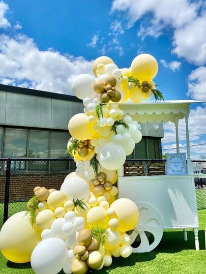 30/50个黄色和白色气球 - 向日葵蜜蜂主题闪亮金色亮片气球，生日派对气球，迎婴派对装饰，室内外均可使用