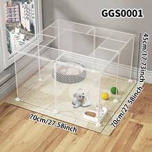 Portable Transparent Pet Cage Playpen, Foldable & Modular Cat/Dog Fence Enclosure - Multicolor - View 15