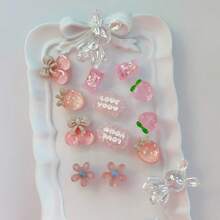 7/14件套DIY兔子 - 可爱粉色云朵、草莓和可互换可拆卸鞋饰套装 - 彩色 - 查看 4