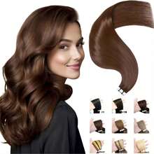 16 Inch Silky Straight Remy Human Hair Seamless Skin Weft Extensions, 20pcs #2 Dark Brown Soft Hair Weave - S4 - View 2