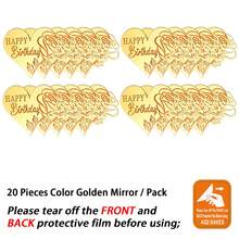 10/20 peças de decoração para cupcakes em acrílico espelhado dourado com borboleta, rosa, coração e círculo, tema "Feliz Aniversário" - Ideal para o Dia das Mães e Dia dos Pais. Também disponível para decoração de bolos, doces e outras sobremesas. - Multicolorido - Ver 22