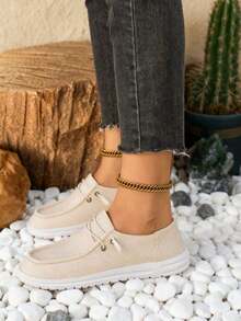 Women's Casual Corduroy Loafers - Slip-On Comfort Shoes With Elastic Laces, Lightweight Walking Sneakers For Daily Wear - Beige Upgraded Version - View 9
