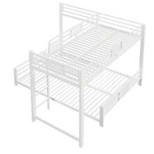 L-Shaped Metal Bunk Bed, Dimensions 90 X 200 Cm And 140 X 200 Cm, White - White - View 6