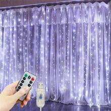 3m X 3m Window Curtain Fairy Lights, 300 LED Curtain String Lights 8 Modes Hanging Fairy Lights, Remote Control Fairy Lights Curtain For Bedroom, Wedding, Party (Cool White) - USB Curtain Light - View 9