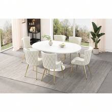 Dining Chairs - Beige + Velvet - View 3