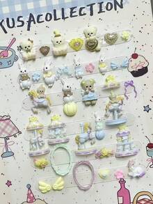 1pc Cute Nail Art Mold, Featuring Miniature Unicorn, Carousel, Bow, Bear, Rabbit, Frame, Wings Designs, Transparent Silicone Mold - Clear - View 5