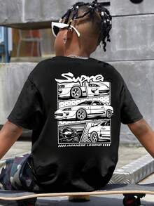 F1 Red Bull Racing VER Car Print Men's Cotton T-Shirt Streetwear Style Racing Enthusiast Daily Top - Black - View 1