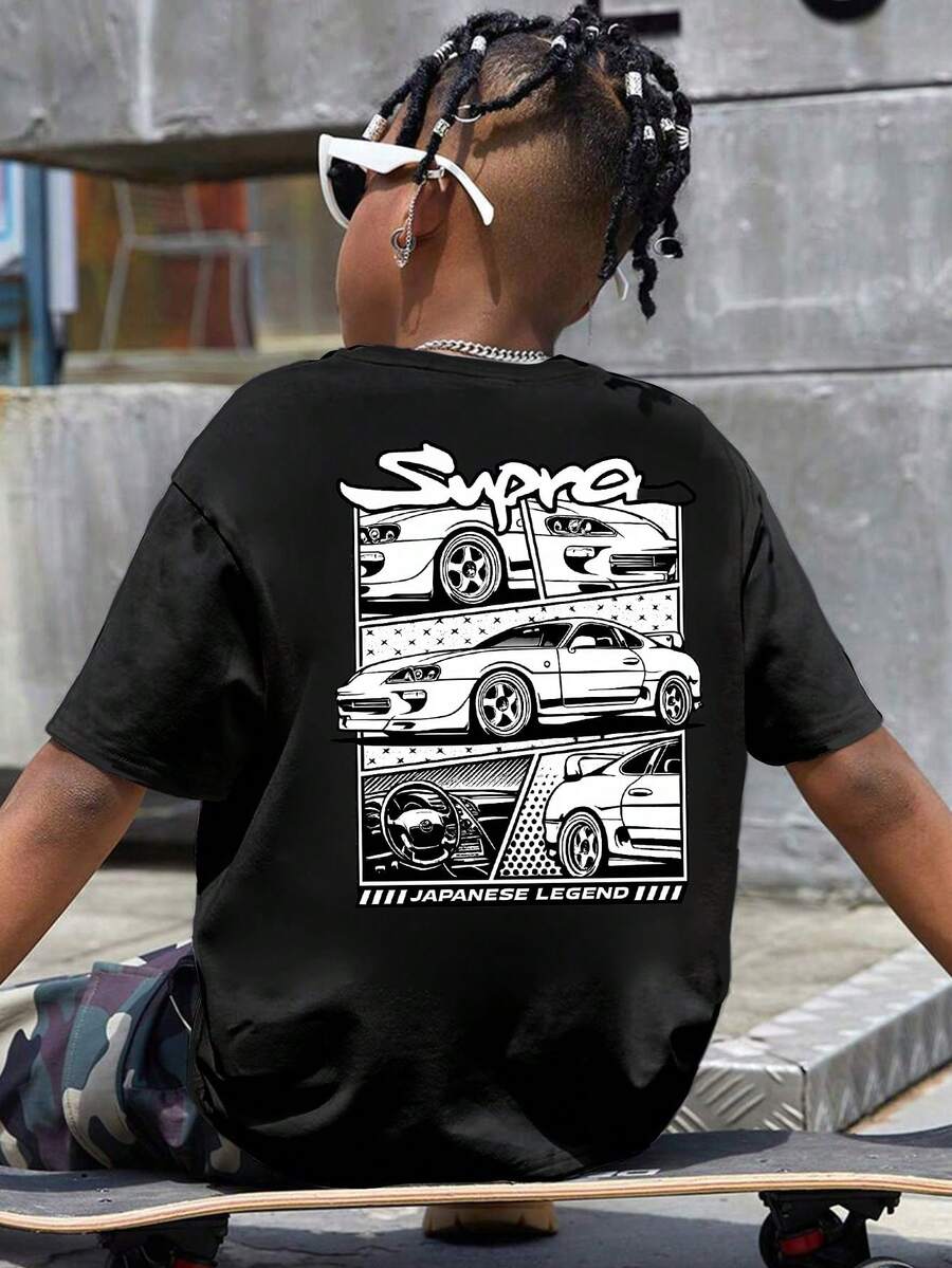 F1 Red Bull Racing VER Car Print Men's Cotton T-Shirt Streetwear Style Racing Enthusiast Daily Top - Black - View 1