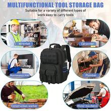 LIPETY Heavy-Duty Tool Bag With Detachable Storage Pouch - Hardware Accessories Storage Bag With Shoulder Strap, Suitable For Electrical Repairs. - Black - View 11