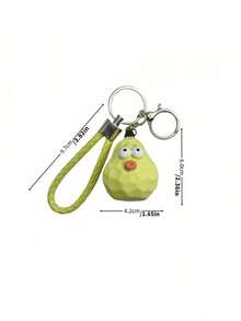 1个卡通木质风格趣味树脂水果系列钥匙扣，创意凸眼西瓜玩偶小礼物 - 彩色 - 查看 8