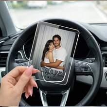 Personalisierte Foto Auto Sonnenblende Clip, ein Geschenk für ihn, individuelles Paar-Foto, wünsche ihm eine gute Fahrt, Valentinstag Geschenk für Freund oder Ehemann (7cm*5cm) - Verschiedenfarbig - Übersicht 5