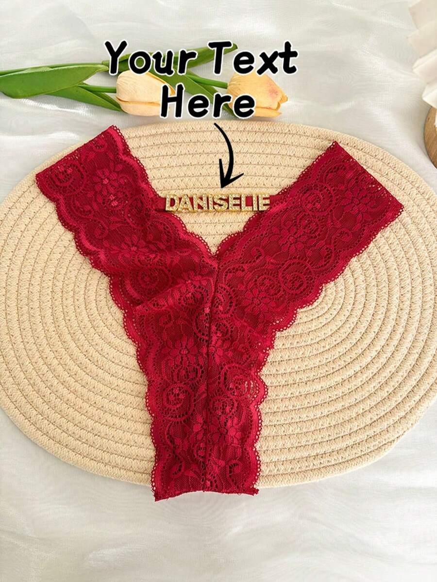 1件定制文字水晶装饰字母/数字蕾丝交叉绑带性感丁字裤比基尼内裤,个性化丁字裤,情人节、圣诞节、万圣节、感恩节、生日、周年纪念日送给朋友、爱人、女友的礼物 - 彩色 - 查看 1