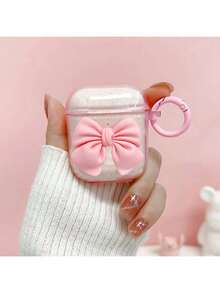 3D粉色爱心蝴蝶结设计保护壳，兼容苹果手机，防刮防摔。 - 粉閃 - 查看 4