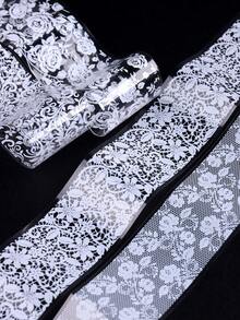 15毫升蕾丝美甲贴纸套装，包含白色和黑色蕾丝美甲贴纸、LED灯可卸美甲凝胶，DIY美甲，女士礼物 - 無色 - 查看 7