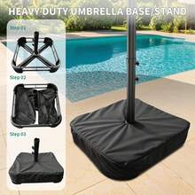 Sombrilla de patio grande de 4,5 m con base, rectangular de doble cara con base cruzada y saco de arena, para piscina, césped o jardín. - B - Ver 5