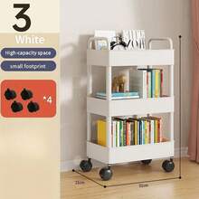 2/3 Of The Storage Cart Is Equipped With Wheels, Has Multi-Layer Large Capacity Storage Specifications, The Wheels Move Smoothly, The Top Handle Is Convenient For Pushing And Pulling, And The Stable Self-Standing Rack Will Not Shake. - Multicolor - View 10