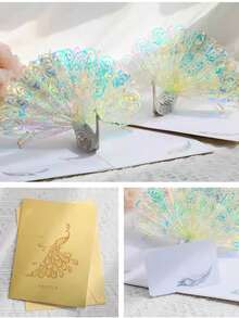 1pc Elegant Peacock 3D Pop-Up Greeting Card - Exquisite Paper Art Design - Ideal For Birthday, Valentine's Day, Christmas And Thanksgiving - Comes With Matching Envelope - Shining Peacock - View 2