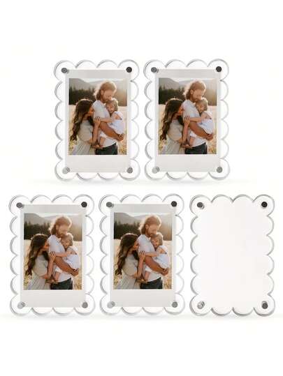 1/3/5pcs 2.75" X 3.9" Clear Acrylic Magnetic Refrigerator Photo Frames, Suitable For Mini And Wallet Size Photos