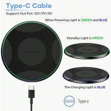 15W超薄无线充电板支架，兼容 17/16/15/14/13/12/11，X8桌面快速充电站 - 黑色 - 查看 6