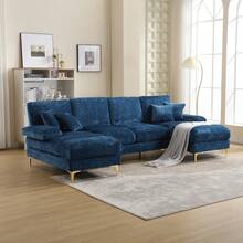Sofa Bed Set - Blue + Chenille + 4 Seat + Foam - View 5