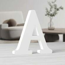 White Wooden Lettering, 25.4 Cm, Unpainted, Vertical Letters, Decorative Letters, Wall Decoration For Family Party Projects, Home Table Decoration, Wedding Photography - 1PC - Xem 7