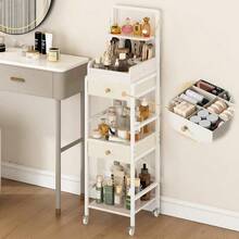 carrito organizadorCarrito Organizador de  con Ruedas Organizador de Cosméticos Perfumes Mujer con 2 Cajones Estuche de Cosméticos con 4 Compartimentos Almacenamiento de para Tocador Recámara - blanco - Ver 9