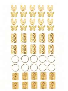 40pcs Geometric Pattern Boho Butterfly Simple Style Hair Ties, Suitable For Girls, Daily, Festivals, Dates, Matching Best Friend Gifts - Multicolor - View 6