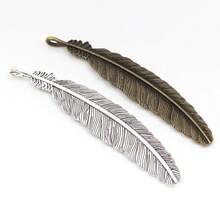 4pcs 105x21mm Alloy Metal Feather Charms Pendant Craft Bookmark DIY Jewelry Making Accessories Findings For Necklace Keychains - Feather - View 5