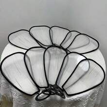 新款中式侘寂禅意花瓣灯罩，手工编织复古吊灯灯罩，由10片花瓣组成，E26灯座，适用于餐厅、客厅、卧室、书房、走廊等场所，可用作装饰吊灯或节日装饰灯。仅含灯罩，不含电线和灯泡。 - 黑色 - 查看 5