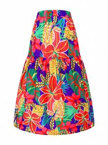 Women's Floral All-Over Print Vintage Style Summer Midi Skirt - Multicolor - View 7