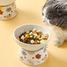 Elevated Cat Bowls, Ceramic Raised Cat Food And Water Dishes, Anti Vomit, Whisker Fatigue Relief - 250-350ML - View 2