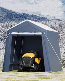 Refugio de almacenamiento exterior de 2,1 x 3 m, cochera portátil con puerta y ventanas enrollables con cremallera y ventilación, lona impermeable de alta resistencia. - B - Ver 1