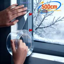 5 Rolls 500CM 1.18 Inch Wide Winter Windproof Waterproof Window Sealing Tape, Strong Adhesive Seamless Sealing Strip, High Viscosity Provides Warmth Protection In Winter - Multicolor - View 2