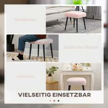 Square Pink Cashmere-Look Stool With Steel Legs, Ideal Footrest For The Living Room And Bedroom. - Pink - View 5
