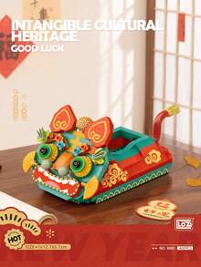 LOZ 400pcs/420pcs Traditional Chinese Culture Tiger Head Shoe Building Blocks Set, Qilin Assembling Blocks Model Toy, Lucky Blocks, Collectible Souvenir, Best Holiday & Birthday Gift - Multicolor - View 3
