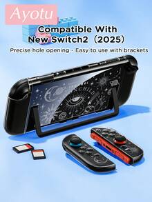 Ayotu 适用于 2/Switch NS/Switch OLED 的线条艺术日月星辰图案保护壳,新一代 TPU 软壳,通用游戏手柄保护套,Switch 手柄保护壳,Switch 游戏配件,防摔、防滑、防刮,时尚美观,适合作为秋季浪漫/返校季/情人节/圣诞节/万圣节礼物 - 彩色 - 查看 17