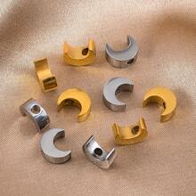 5pcs Stainless Steel Smooth Moon Shaped Beads, Suitable For Beading Or Making Jewelry Pendants DIY Craft Supplies - Stainless Steel Moon Beads - View 2