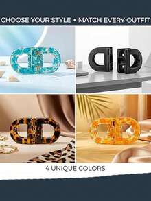 Strong Magnetic Hair Clips - Dual Design For Seamless Hidden Wear, Easy Everyday Hairstyles, Suitable For All Hair Types, Durable And Secure, Perfect For Daily Use, Parties, Holidays And More - Black + Leopard Print - View 5