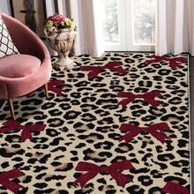 1pc Leopard Print Rug, Red Lips Rug, Pop Art Rug, Bold Statement Area Rug, Funky Living Room Decor, Animal Print Rug,84*60inch,Perfect Choice For Christmas ,Stylish And High-Quality Rugs, Perfect For Christmas Decorations And Gifts Home Decor - Multicolor - View 5