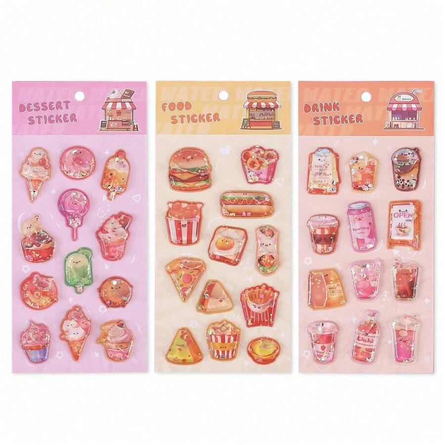 Autocollants 3D gaufrés de dessins animés, autocollants mignons pour fournitures scolaires et de bureau, pour scrapbooking, journal intime, variété de styles - Multicolore - Voir 1